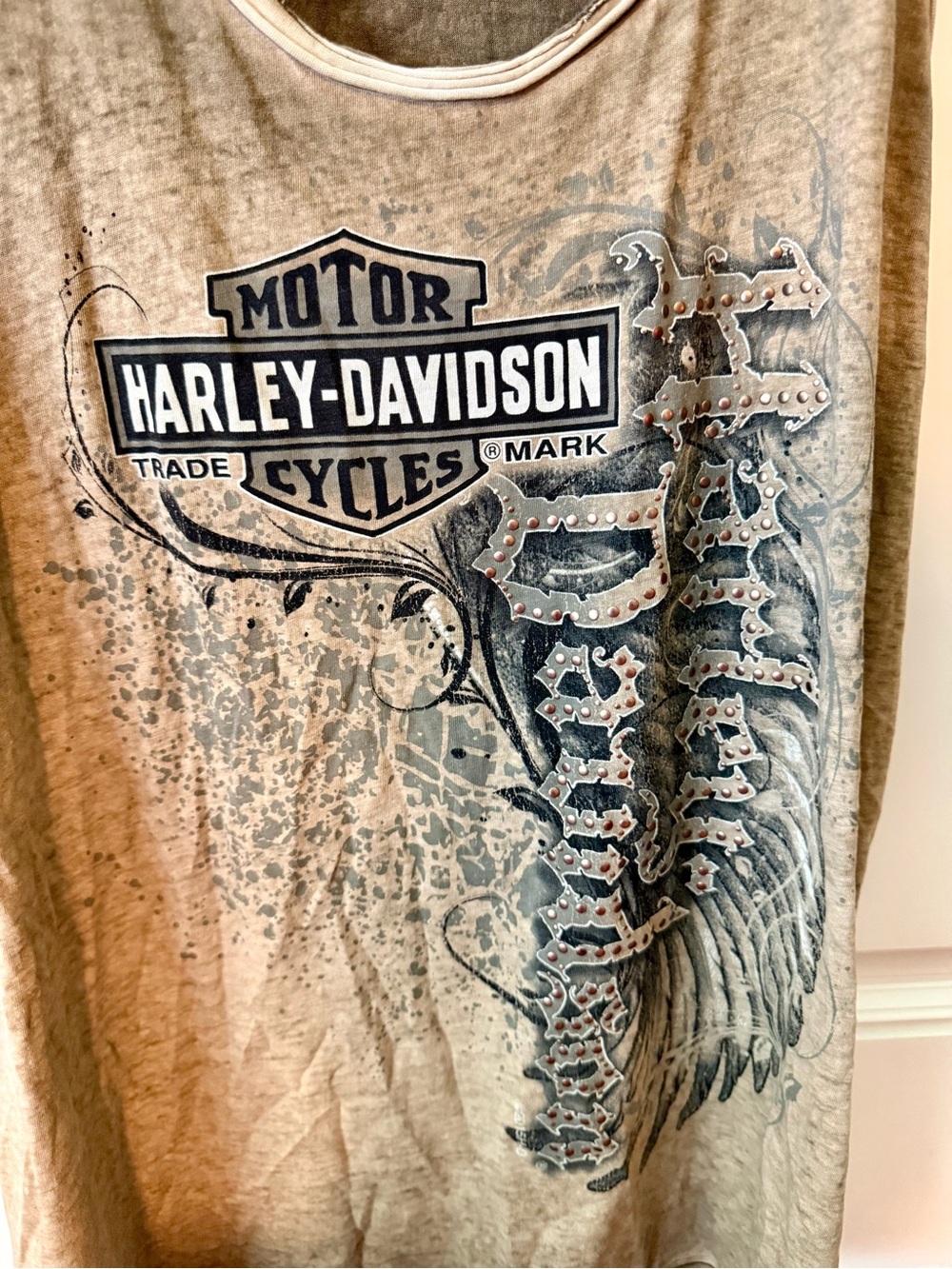 Harley-Davidson Olive Green and Black Logo Tank Top - Picture 4 of 10